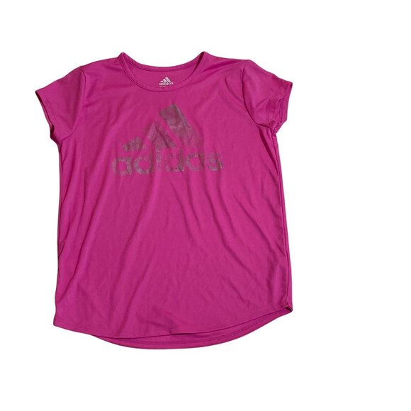 Adidas Pink Womens T-Shirt Size L 14 Recycled Polyester Activewear Short Sleeve - Picture 1 of 3